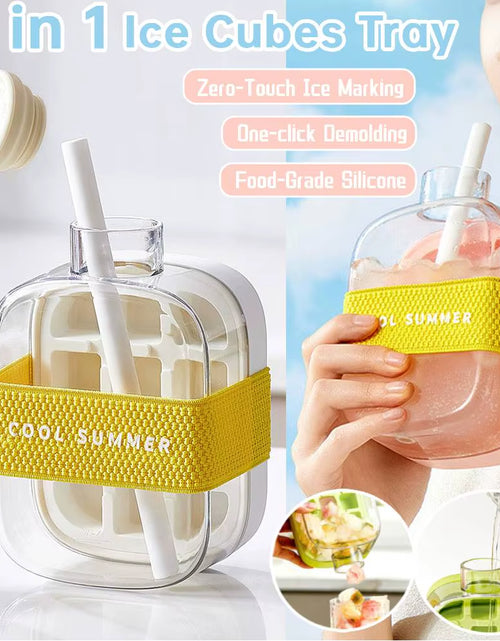 Load image into Gallery viewer, ChillSip Bottle Set – Stylish Water Bottle with Straw & Zero-Contact Ice Cube Tray