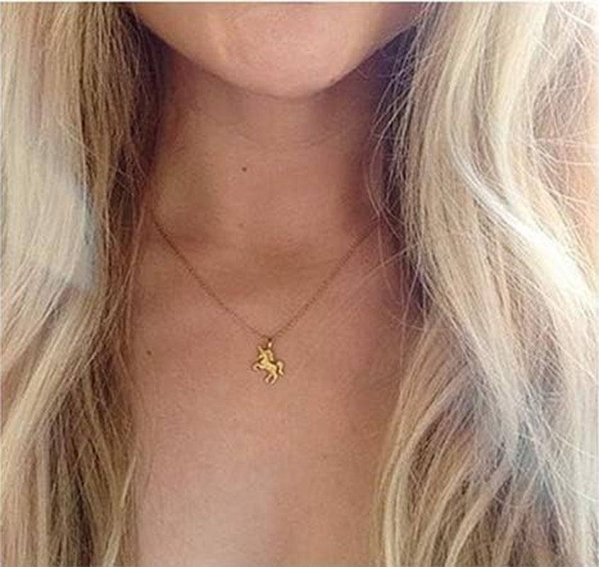 8Pack Friendship Unicorn Necklace Set Good Luck Elephant Pendant Chain Necklace with Message Card Party Favors Birthday Gifts for Girls Women