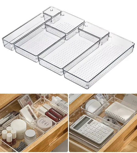 ClearNest Organizer – Transparent Anti-Scratch Drawer Storage Box for Cosmetics, Office & Home