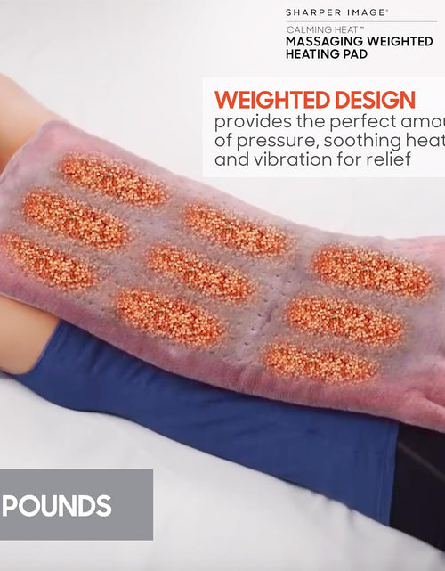 Load image into Gallery viewer, Calming Heat Massaging Weighted Heating Pad by Sharper Image- Weighted Electric Heating Pad with Massaging Vibrations, 6 Settings- 3 Heat, 3 Massage- 9 Relaxing Combinations, 12” X 24”, 4 Lbs
