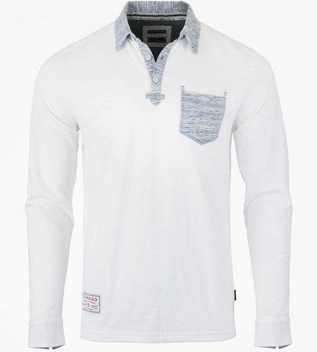 ZIMEGO Men's Casual Long Sleeve Vintage Retro Color Dyed Pocket Polo Shirts