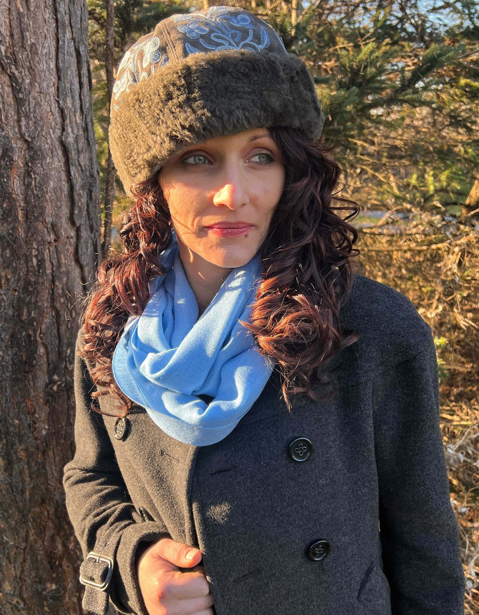 Blue Featherlight Solid Wool Scarf