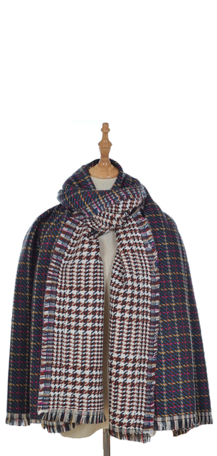Load image into Gallery viewer, Brown Tartan Pattern Blanket Scarf
