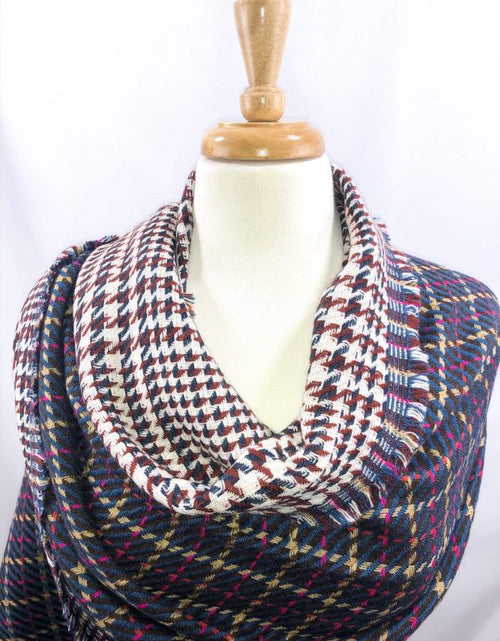 Load image into Gallery viewer, Brown Tartan Pattern Blanket Scarf
