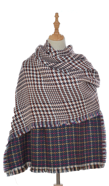 Load image into Gallery viewer, Brown Tartan Pattern Blanket Scarf
