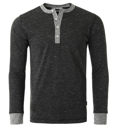 ZIMEGO Men's Long Sleeve Contrast Button Placket Neck Cuffs Casual Henley Shirts