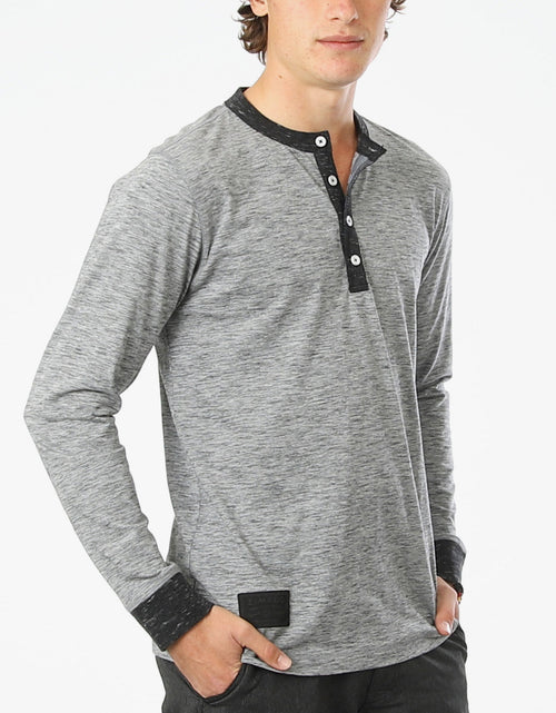 Load image into Gallery viewer, ZIMEGO Men&#39;s Long Sleeve Contrast Button Placket Neck Cuffs Casual Henley Shirts
