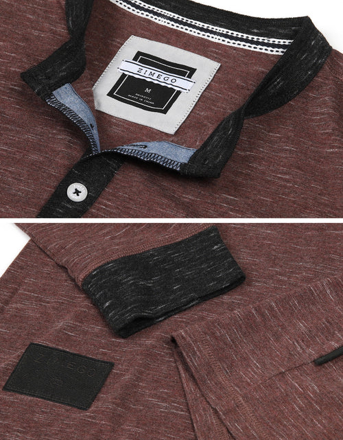 Load image into Gallery viewer, ZIMEGO Men&#39;s Long Sleeve Contrast Button Placket Neck Cuffs Casual Henley Shirts
