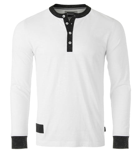 ZIMEGO Men's Long Sleeve Contrast Button Placket Neck Cuffs Casual Henley Shirts