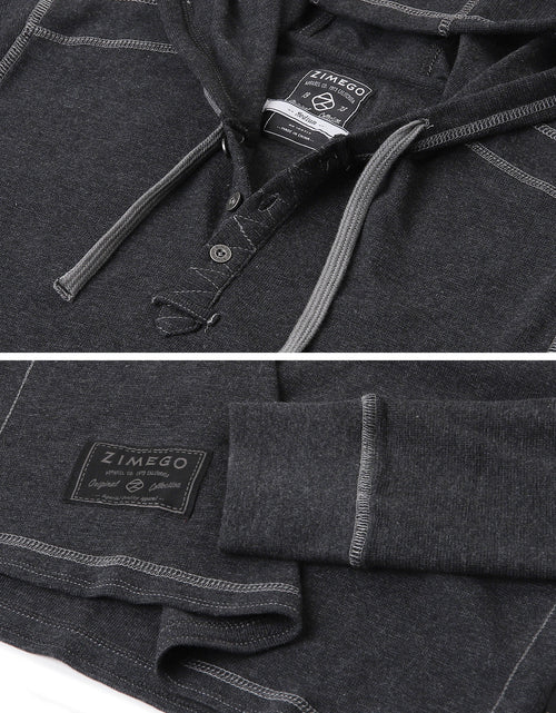 Load image into Gallery viewer, ZIMEGO Mens Vintage Dyed Thermal Long Sleeve Lightweight Fashion Hooded Henley
