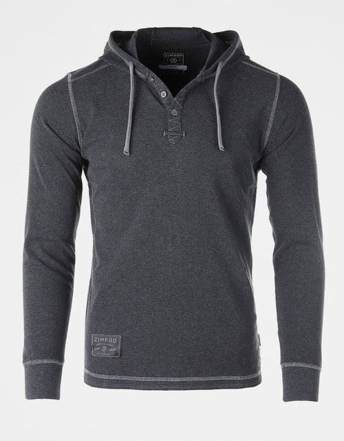 Load image into Gallery viewer, ZIMEGO Mens Vintage Dyed Thermal Long Sleeve Lightweight Fashion Hooded Henley
