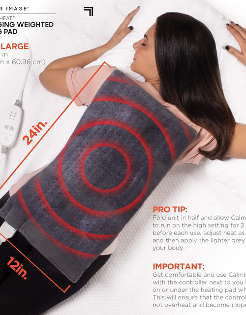 Load image into Gallery viewer, Calming Heat Massaging Weighted Heating Pad by Sharper Image- Weighted Electric Heating Pad with Massaging Vibrations, 6 Settings- 3 Heat, 3 Massage- 9 Relaxing Combinations, 12” X 24”, 4 Lbs
