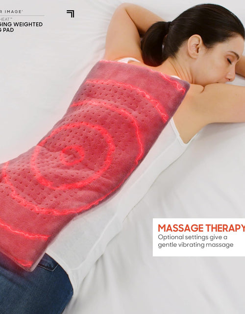 Load image into Gallery viewer, Calming Heat Massaging Weighted Heating Pad by Sharper Image- Weighted Electric Heating Pad with Massaging Vibrations, 6 Settings- 3 Heat, 3 Massage- 9 Relaxing Combinations, 12” X 24”, 4 Lbs
