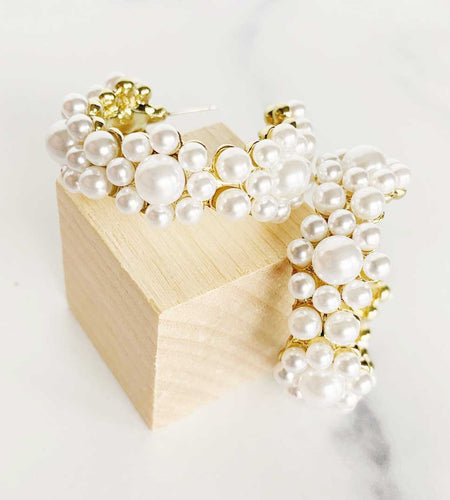 Pearl Flower Hoops